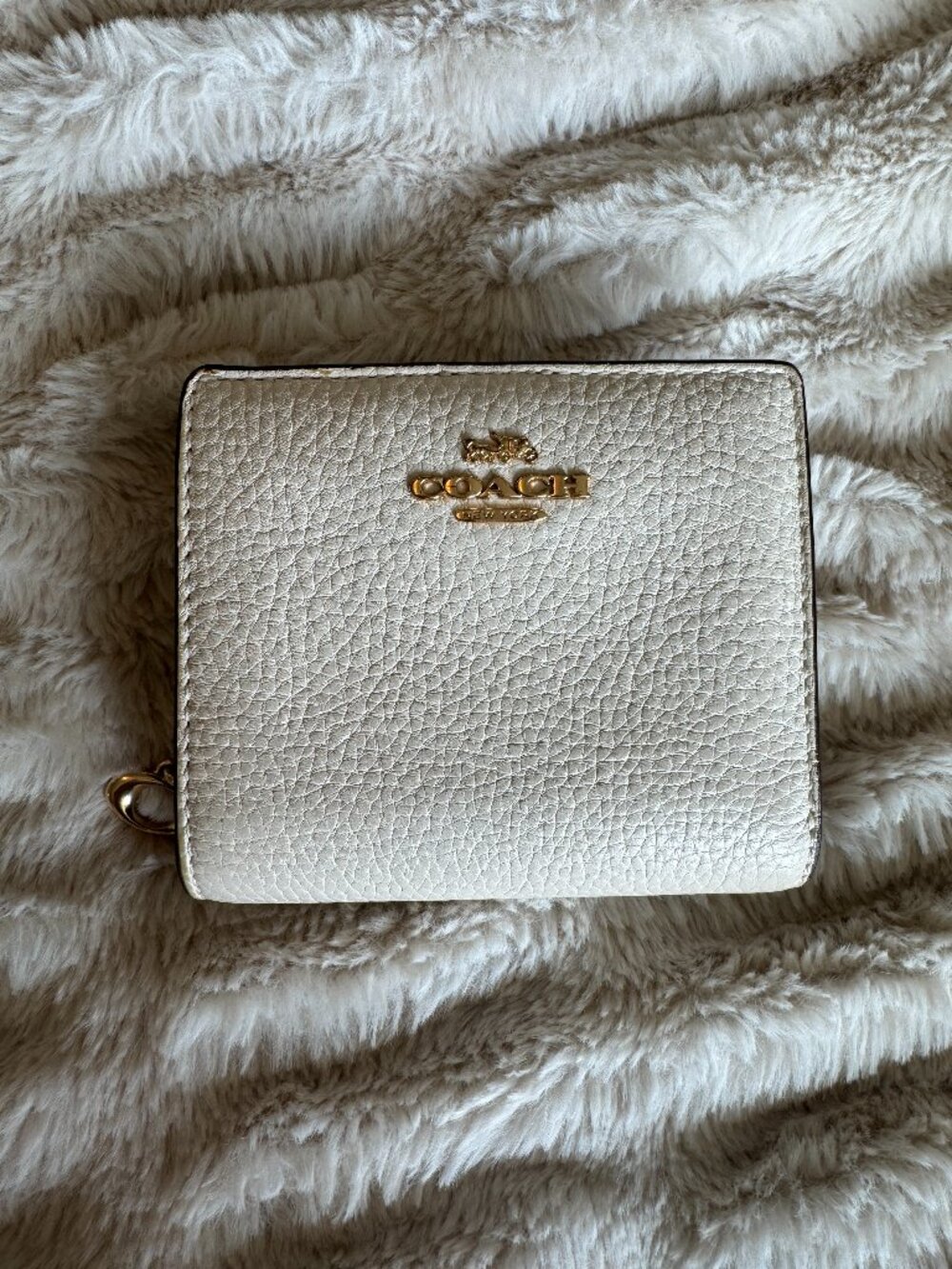 Coach Cream Pebbled Leather Snap Wallet C2862